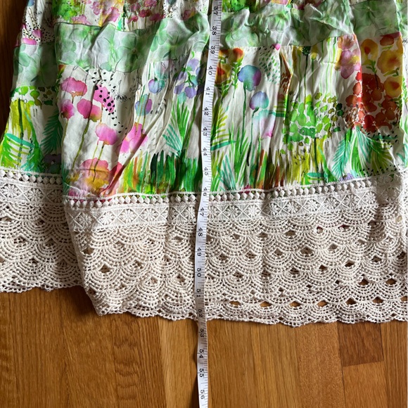 NEW: Farm Rio Halter crochet watercolor floral maxi dress size M - Picture 7 of 8